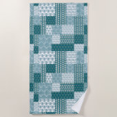 Chic Ethnic Imitats Patchwork Pattern, Aquamarin u Strandtuch (Vorderseite)