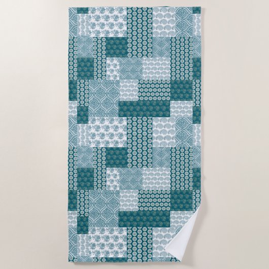 Chic Ethnic Imitats Patchwork Pattern, Aquamarin u Strandtuch (Vorderseite)