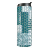 Chic Ethnic Imitats Patchwork Pattern, Aquamarin u Thermosbecher (Nach links gedreht)