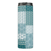 Chic Ethnic Imitats Patchwork Pattern, Aquamarin u Thermosbecher (Rückseite)