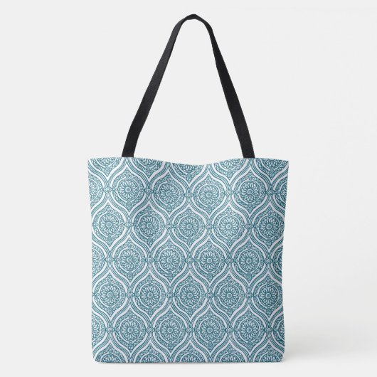 Chic Ethnic Ogee Muster Aquamarin Tasche (Rückseite)