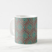 Chic Ethnic Ogee Muster in Maroon, Aquamarin und B Kaffeetasse (Vorderseite Links)