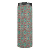 Chic Ethnic Ogee Muster in Maroon, Aquamarin und B Thermosbecher (Rückseite)