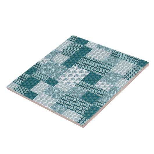 Chic-ethnisches Imitat-Patchwork-Muster, aquamarin Fliese (Seite)