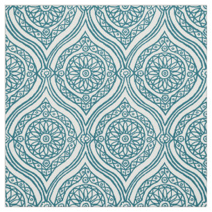 Chic ethnisches Ogee Muster in aquamarinem auf Stoff