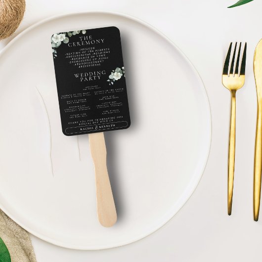 Chic Eucalyptus B&W Foto Wedding Zeremony Program Fächer