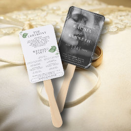 Chic Eucalyptus B&W Foto Wedding Zeremony Program Fächer