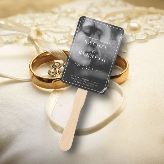 Chic Eucalyptus B&W Foto Wedding Zeremony Program Fächer