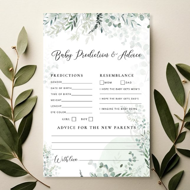 Chic Eucalyptus Baby Shower Vorhersagen und Ratsch (Von Creator hochgeladen)