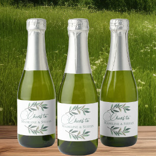 Chic Eucalyptus Blätter Botanical Wedding Mini Schaumweinetikett