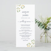 Chic Eucalyptus Foliage Dark Blue Script Wedding Menükarte (Stehend Vorderseite)