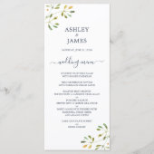 Chic Eucalyptus Foliage Dark Blue White Wedding Menükarte (Vorderseite)