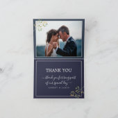 Chic Eucalyptus Foliage Navy Blue Wedding Foto Dankeskarte (Innenseite)