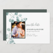 Chic Eucalyptus Foto Save The Date (Vorne/Hinten)