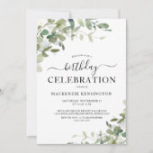 Chic Eucalyptus Geburtstagsparty Einladung (Vorderseite)