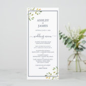 Chic Eucalyptus Green Navy Blue Botanical Wedding Menükarte (Stehend Vorderseite)