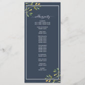 Chic Eucalyptus Green Navy Blue Botanical Wedding Programm (Rückseite)