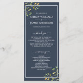 Chic Eucalyptus Green Navy Blue Botanical Wedding Programm (Vorderseite)