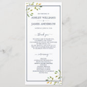Chic Eucalyptus Green Navy Blue Botanical Wedding Programm (Vorderseite)