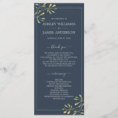 Chic Eucalyptus Green Navy Blue Botanical Wedding Programm (Vorderseite)