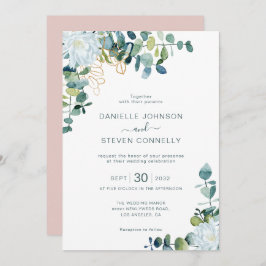 Chic eucalyptus greenery white flowers wedding einladung