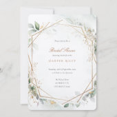 Chic Eucalyptus Imitats Gold Glitzer Brautparty Einladung (Vorderseite)