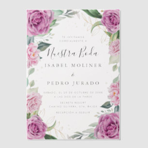 Chic Eucalyptus Lila Rose Nuestra Boda Wedding Pergament Einladungen