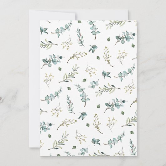 Chic Eucalyptus Monogram Wreath Probe Dinner I Einladung (Rückseite)