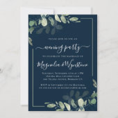 Chic Eucalyptus Navy Blue Wedding Reception Einladung (Vorderseite)