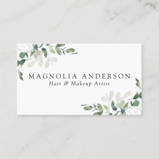 Chic Eucalyptus QR Code Visitenkarte (Vorderseite)