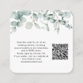 Chic Eucalyptus Watercolor QR Code Wedding Website Begleitkarte (Rückseite)