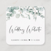 Chic Eucalyptus Watercolor QR Code Wedding Website Begleitkarte (Vorderseite)