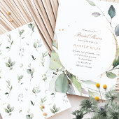 Chic Eukalyptus and Gold Glitzer Brautparty Einladung