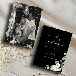 Chic Eukalyptus Black & White Foto Save the Date