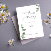 Chic Eukalyptus Black & White Foto Save the Date