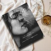 Chic Eukalyptus Black & White Foto Save the Date