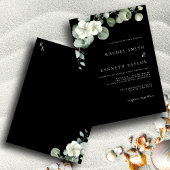 Chic Eukalyptus Black & White Minimalistisch Weddi Einladung
