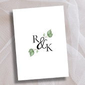 Chic Eukalyptus Black & White Minimalistisch Weddi Einladung