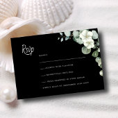 Chic Eukalyptus Black & White Minimalistisch Weddi RSVP Karte