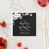 Chic Eukalyptus Black & White Minimalistisch Weddi Serviette (Beispiel)