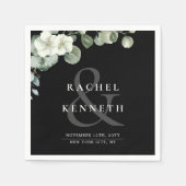Chic Eukalyptus Black & White Minimalistisch Weddi Serviette (Vorderseite)