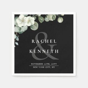 Chic Eukalyptus Black & White Minimalistisch Weddi Serviette
