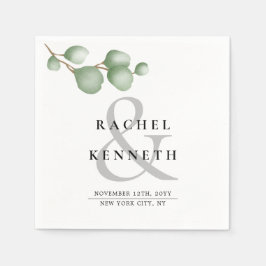 Chic Eukalyptus Black & White Minimalistisch Weddi Serviette