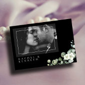 Chic Eukalyptus Black & White Minimalistisches Fot RSVP Karte