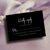 Chic Eukalyptus Black & White Minimalistisches Fot RSVP Karte