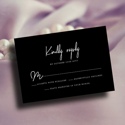 Chic Eukalyptus Black & White Minimalistisches Fot RSVP Karte