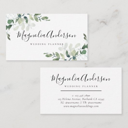 Chic Eukalyptus-Blätter Visitenkarte (Vorne/Hinten)