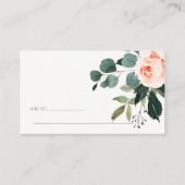 Chic Eukalyptus Blush Rose Rosa Blumenzehen Platzkarte (Rückseite)
