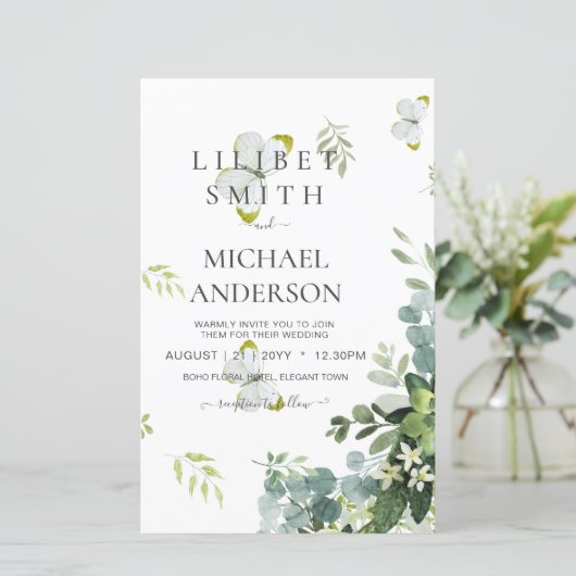 Chic Eukalyptus Greenerity Blätter Emerald Wedding (Stehend Vorderseite)