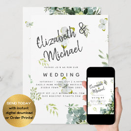 Chic Eukalyptus Greenerity Blätter Emerald Wedding Einladung